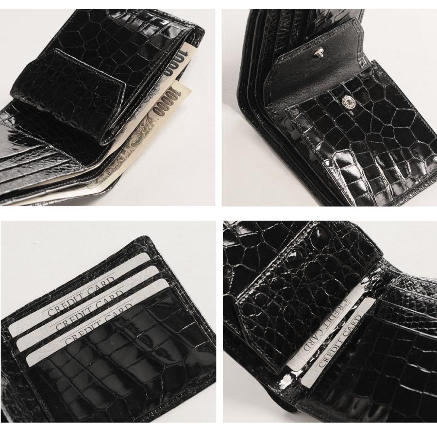 折り財布 クロコダイル 日本製 二つ折り 財布 メンズ シャイニング 加工 一枚革 無双 小銭入れ付き クロコダイル財布 メンズ財布(3359sr) 財布 メンズ 二つ折り クロコダイル 日本製 折り財布 シャイニング