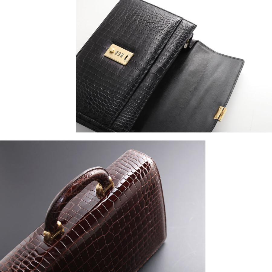 クロコダイル メンズ ビジネスバッグ かぶせ ダイヤルロック 30cm