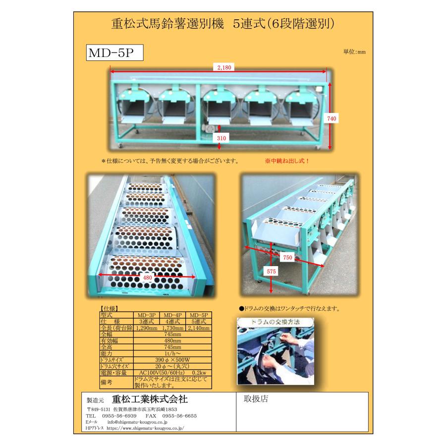 重松工業 みかん選果機 2連式中選り（DM-2）シュート振分仕様 : サン