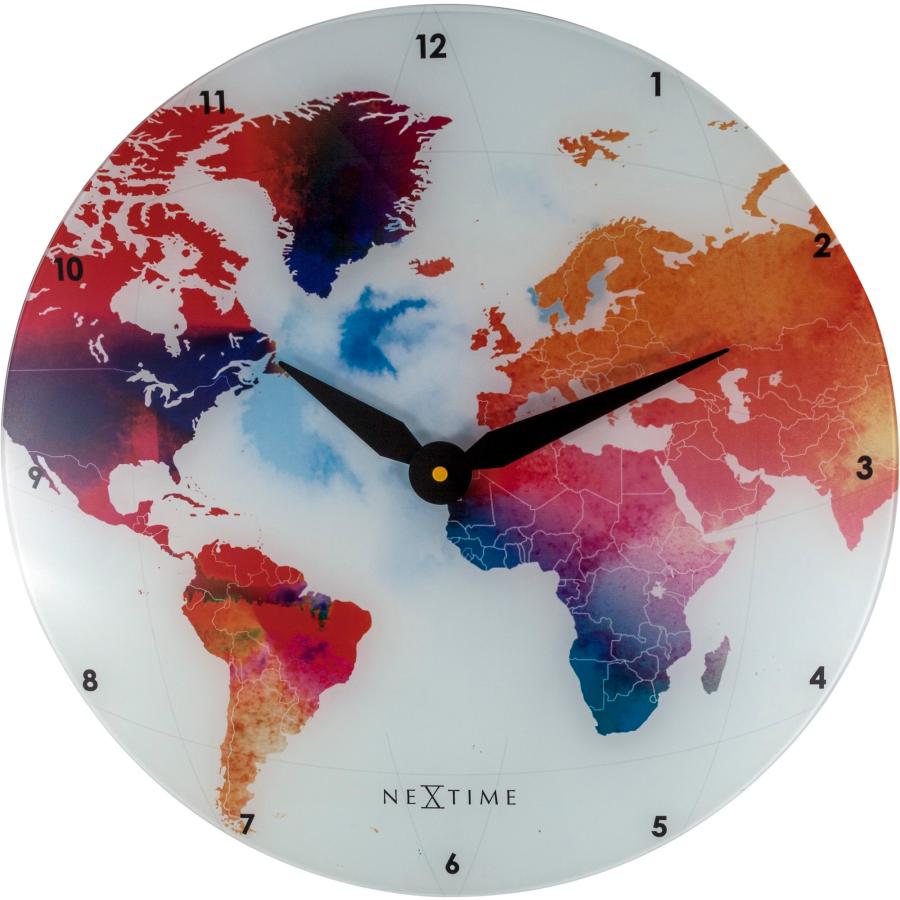 掛け時計 おしゃれ カラフル 大きめ 地図 華やか Colorful World φ43 NEXTIME CLOCK