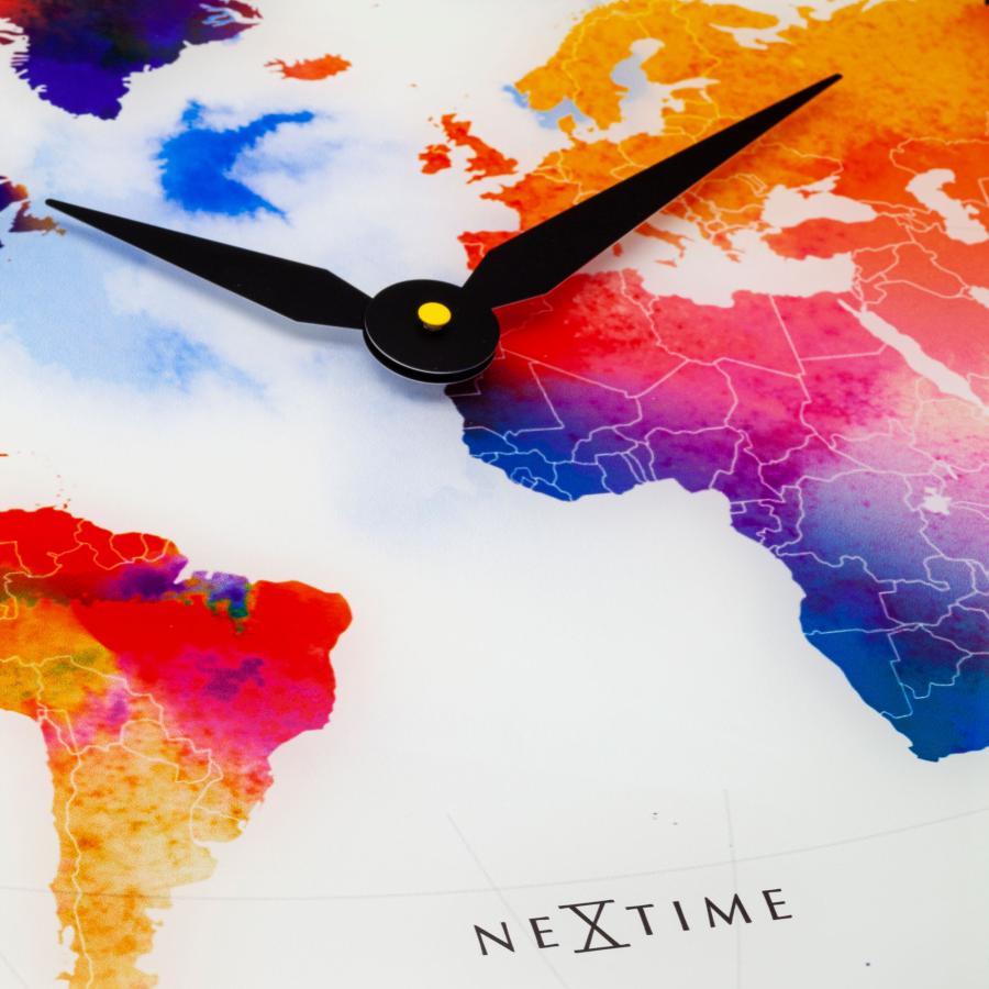 掛け時計 おしゃれ カラフル 大きめ 地図 華やか Colorful World φ43 NEXTIME CLOCK