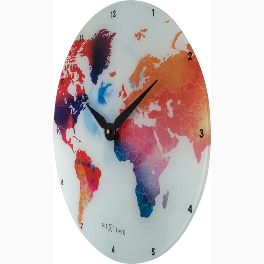 掛け時計 おしゃれ カラフル 大きめ 地図 華やか Colorful World φ43 NEXTIME CLOCK