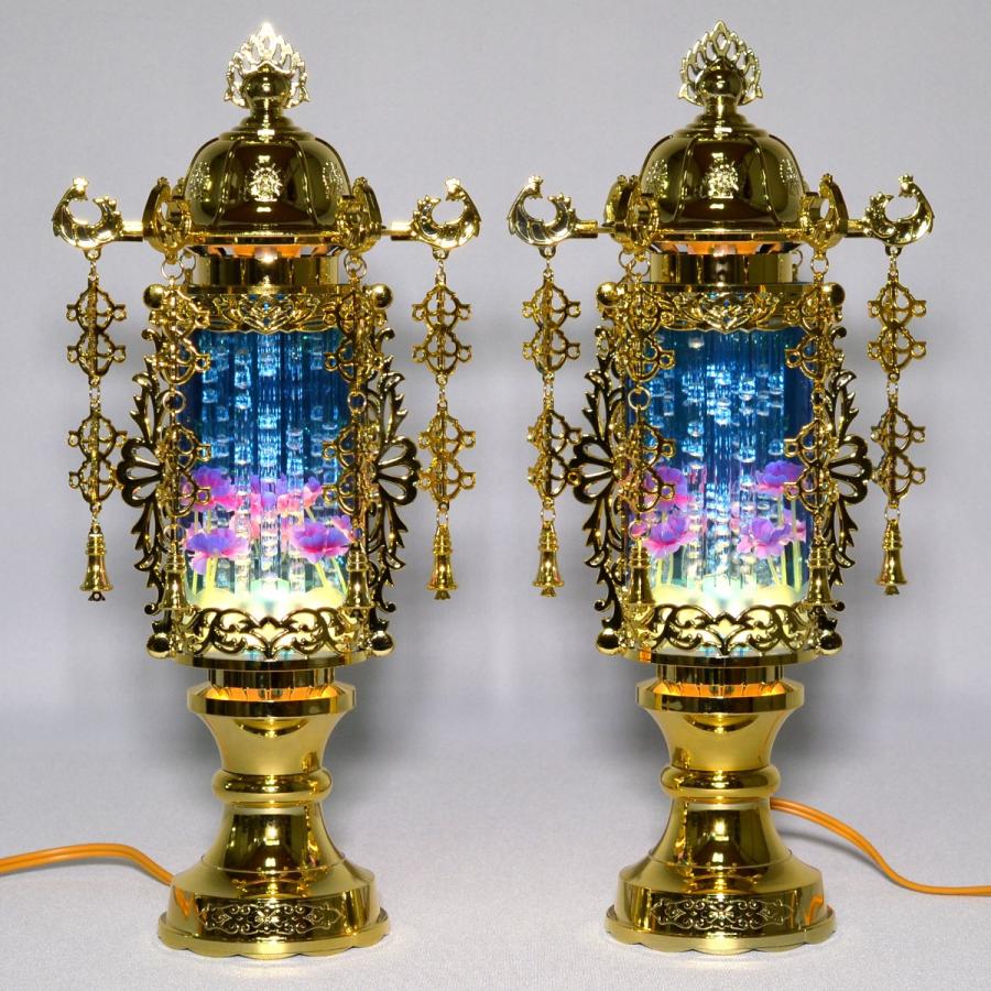 盆提灯 霊前灯 7号 バブル灯 ブルーヨーラク付 一対セット 盆