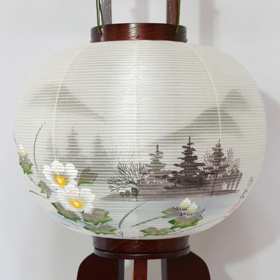 盆提灯 行灯 12号 大内紫檀 絹二重張 ワンプッシュ組立 盆ちょうちん