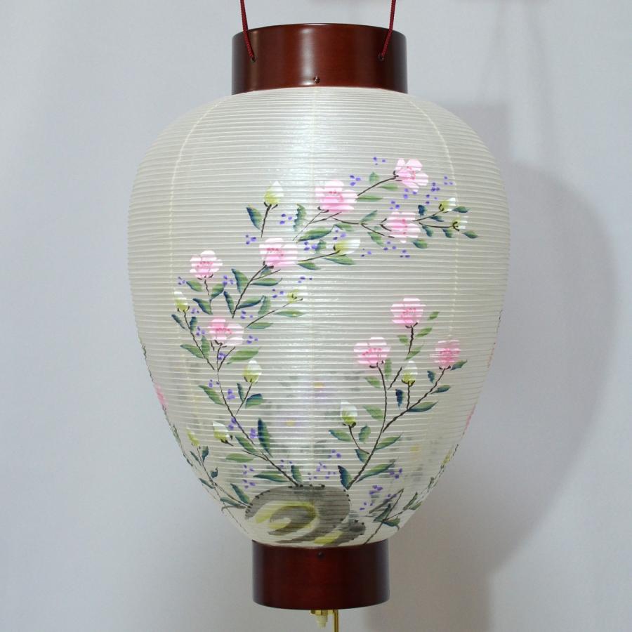 盆提灯 吊り提灯 別一号 桜 華波に菊 絹二重張 LED リモコン付 盆