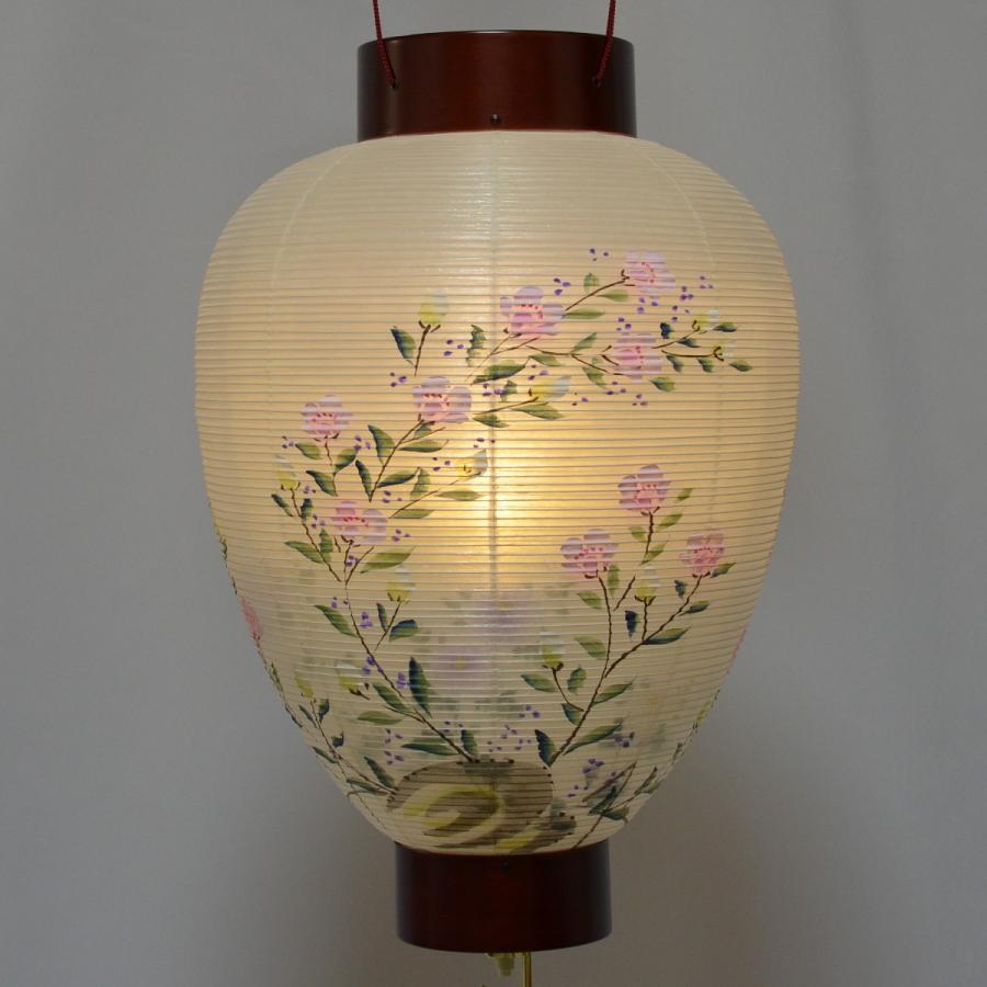 盆提灯 吊り提灯 別一号 桜 華波に菊 絹二重張 LED リモコン付 盆