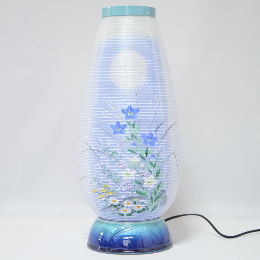 盆提灯 創作提灯 宝珠灯 480 九谷銀彩 陶器 オーシャンブルー 絹二重張り LED 盆ちょうちん お盆 初盆の画像