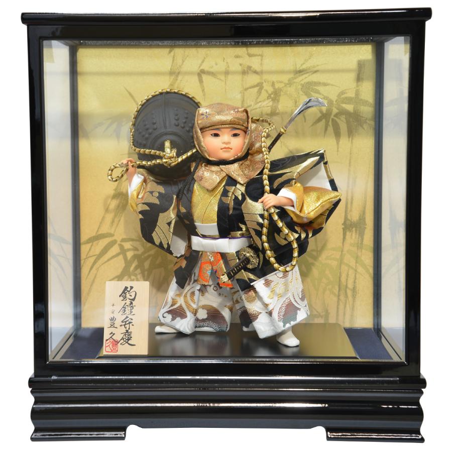 米洲作 五月人形 弁慶 ガラスケース入り