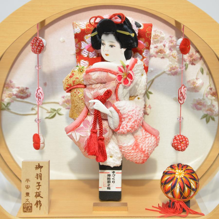 羽子板 お祝い 平安豊久作 8号 杏 円型ケース飾り アクリルケース おしゃれ 正月飾り 初正月_2