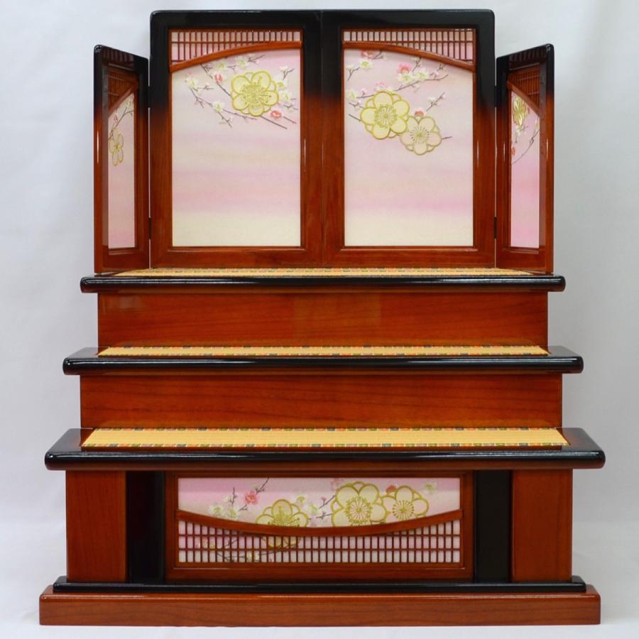 雛人形 五人飾り 平安関光 ももか 茶塗ぼかし 京八 白鳳 三段一段兼用