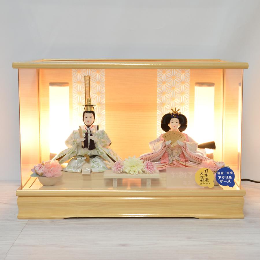 雛人形 ケース飾り 親王飾り アクリルケース 藤翁作 はづき 小三五親王