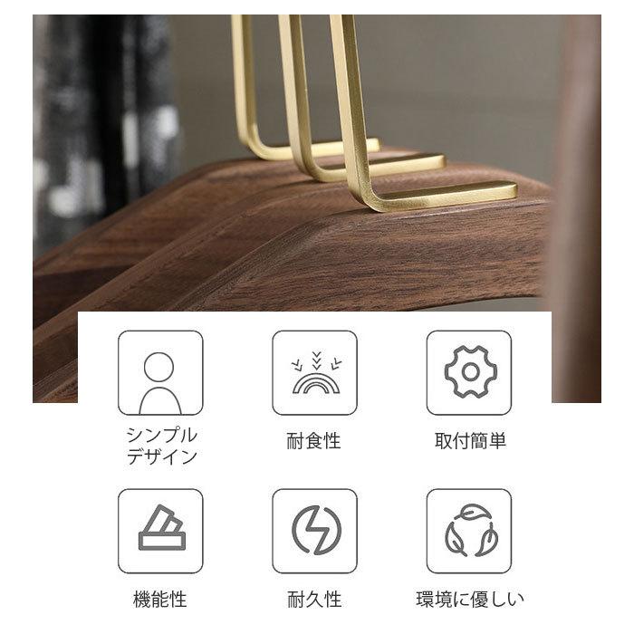 真鍮 木製ハンガー 6本組 黒クルミ 型崩れ防止 シワ防止 高級 衣類