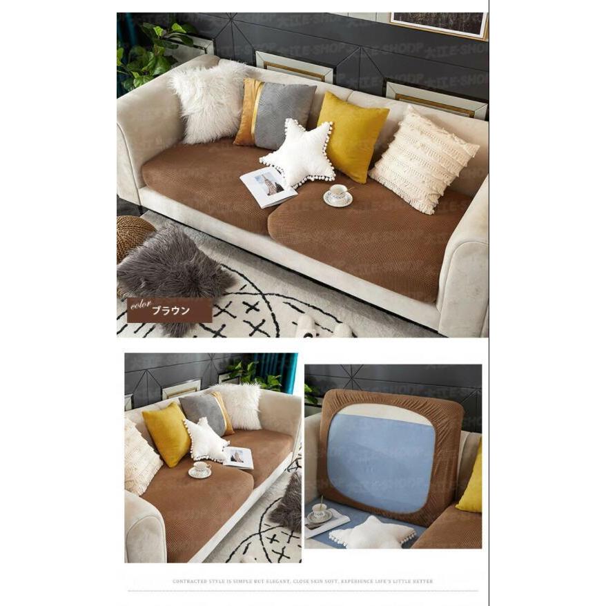 Amazon｜高ストレッチソファシートスリップカバー、ソファクッションカバー ユニバーサル3/4/2/1人掛けソファ用クッションカバー、ソファ 家具プロテクター滑り止めゴム底(色:B、サイズ:50-65cm(20-26インチ)｜ソファカバー・マルチカバー オンライン通販 ハイストレッチソファ座面クッションカバー、ベルベット滑り止めソファスリップカバー 1人用・2人用・3人用・4人用、ユニバーサルコーナ