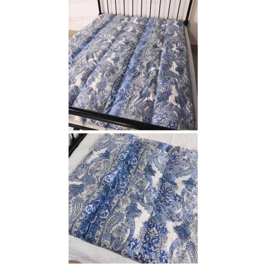 花柄ホワイトダウン羽毛掛け布団 210x150cm 新品未使用 西川 羽毛布団 グースダウン93％ 花柄 シングルロング スリー