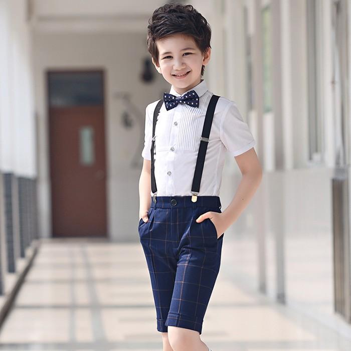 子供フォマール4点セット ワイシャツ チェック柄パンツ 蝶ネクタイ サスペンダー 子供発表会 結婚式 男 キッズ ジュニア 紳士服 Ynf 003 21 Sanwashop 通販 Yahoo ショッピング