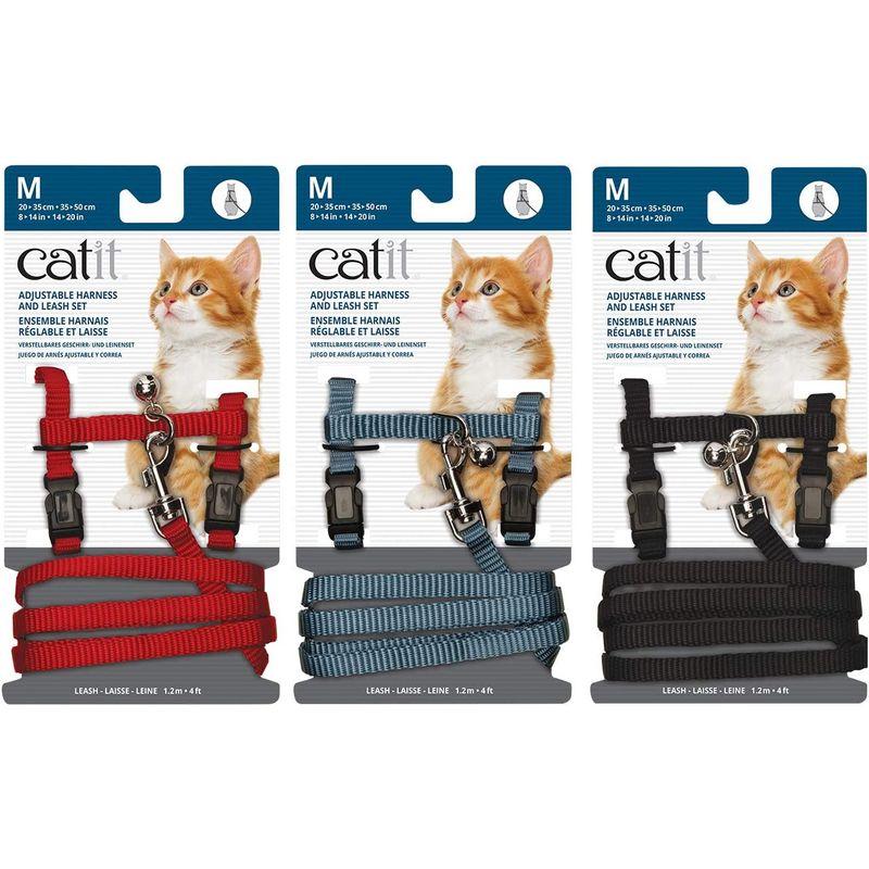Catit Nylon Adjustable Cat Harness and Leash Set, Medium, Blue by Cati