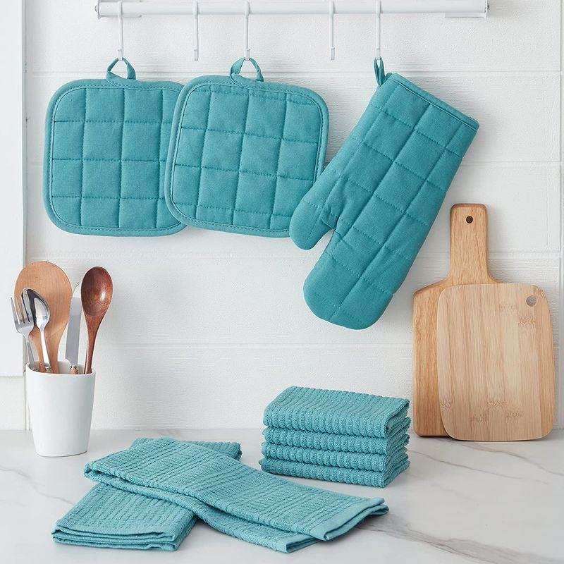 Cannon Kitchen Linens 9点セット コットンキッチンタオル 2枚 ポットホルダー 2枚 オーブンミット 1枚 ディッシュ キッチン消耗品 クラボウ リンパーノ グリルクロス KM-19 1ケース(10枚入×30袋)
