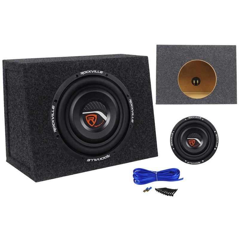 Rockville W8T4S2 8インチ 浅いマウント 1000W カーサブウーファー+スリムサブエンクロージャボックス