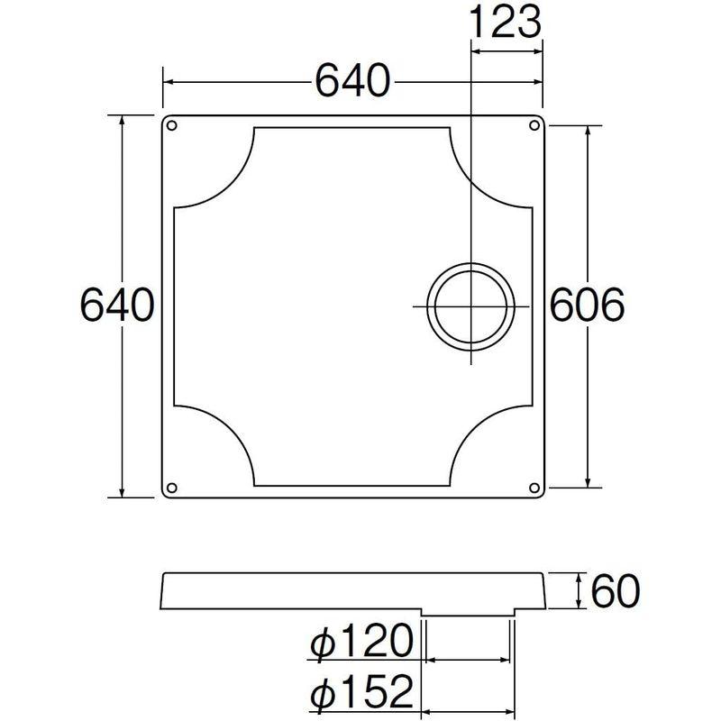 SANEI　洗濯機パン　外寸640mm×640mm　H541-640