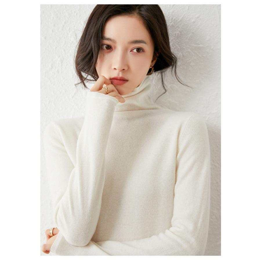 ウール100% ニット セーター 婦人 洗える ウール タートルネック