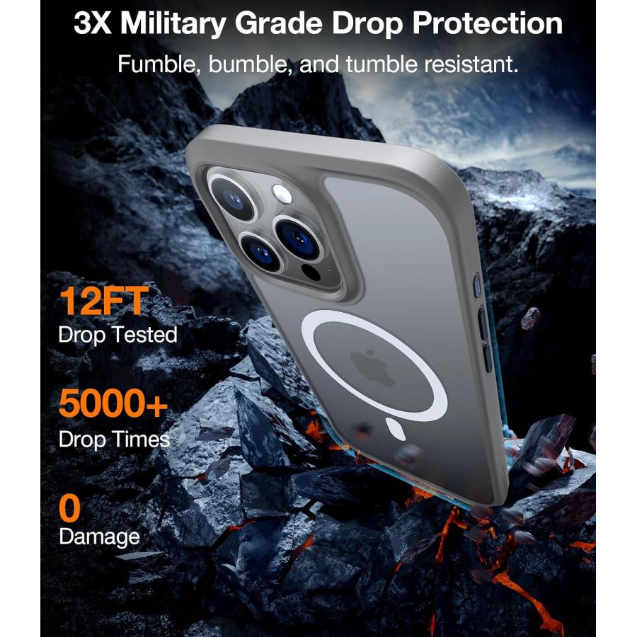 iPhone15Pro iPhoneケース TORRAS 正規品 マグネット搭載 米軍耐衝撃 半透明 Guardian-Mag グレー X003VYKCXD｜sanosyoten｜05