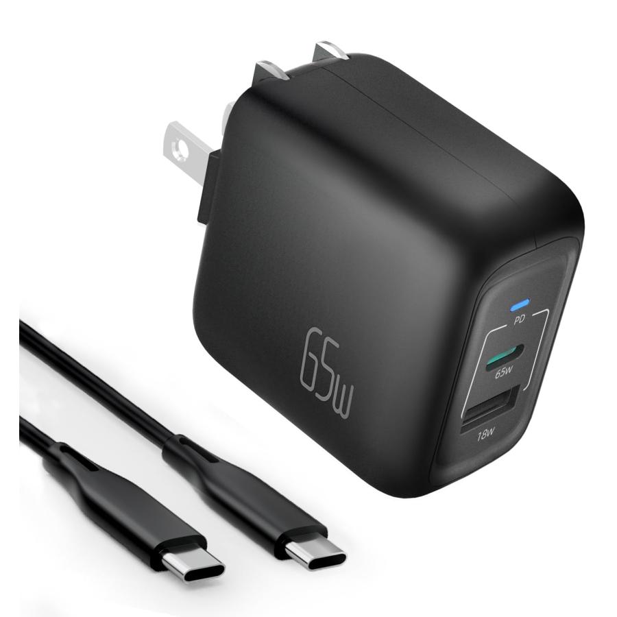 65w出力　急速充電器type-C×2 USB-A×1　 Aisea 65W GaN Type C 急速充電器 PD対応 USB-C×2 & USB A 3ポート