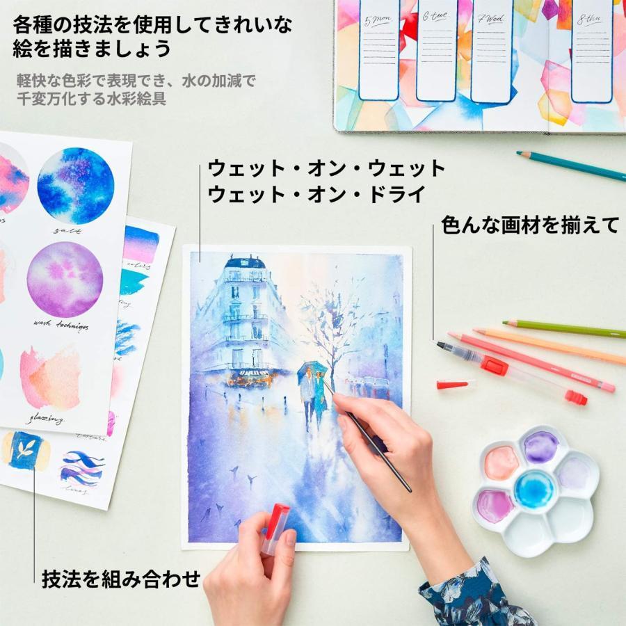 水彩絵の具 35点セット 透明水彩絵の具 24色 10本ブラシ&1個パレット付き