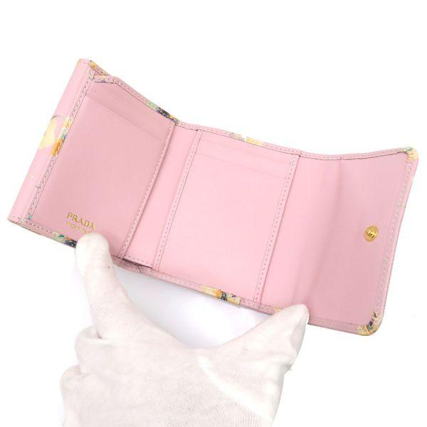 プラダ サフィアーノ トライアングル 財布  1MH043【Aランク】【中古】 PRADA（プラダ） トライアングル財布 ピンク サフィアーノ 1MH043 三