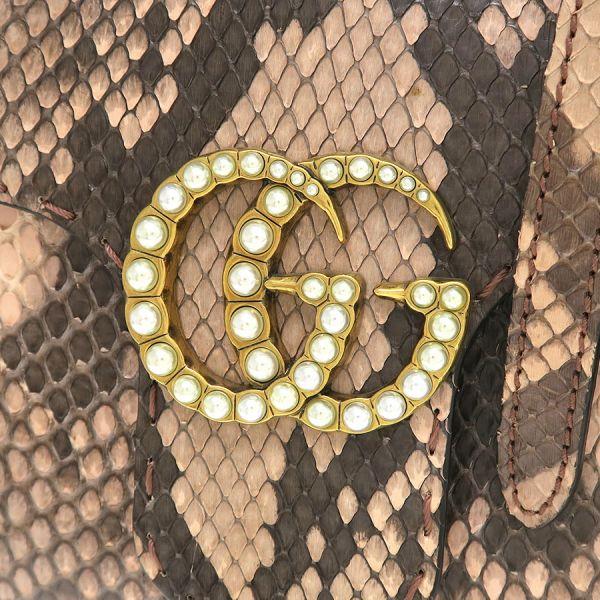 GUCCI（グッチ） GGマーモント・ミニトップハンドルバッグ/パイソン B