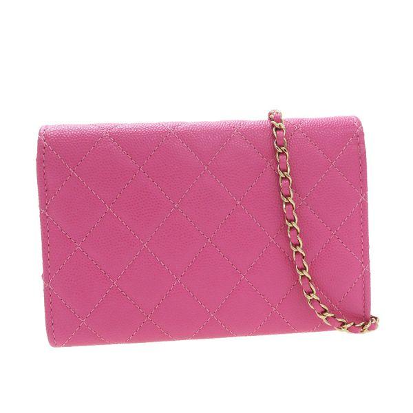 シャネル キャビアマトラッセ･チェーンウォレット/コンパクト  【Aランク】【中古】 CHANEL（シャネル） キャビアマトラッセ・チェーンウォレット
