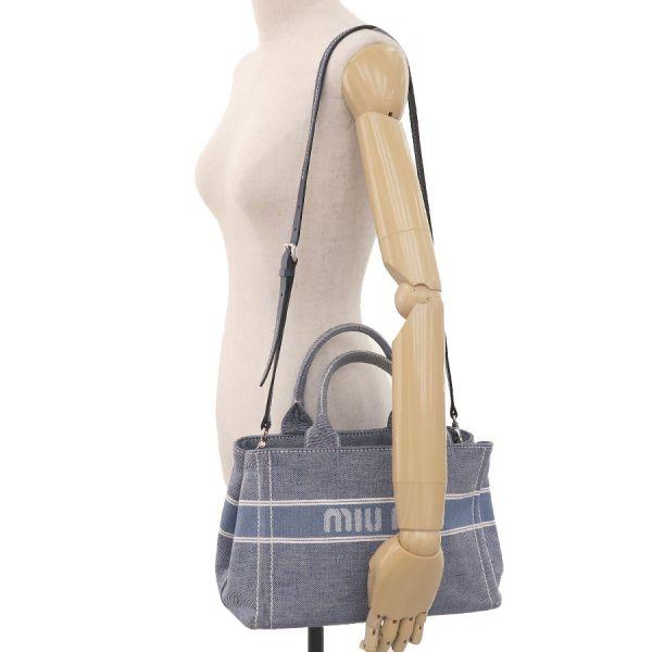 極美品✨ MIUMIU ジャガード ロゴデニム 2way ハンドバッグ miu ミュウミュウ miumiu ジャガード ロゴ デニム 2way トート