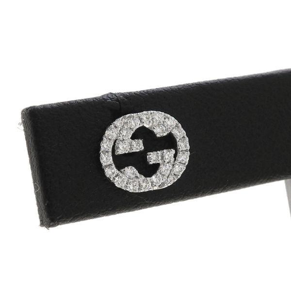 美品 GUCCI グッチ インターロッキング ピアス スタッズピアス GUCCI（グッチ） インターロッキングスタッズダイヤピアス Aランク