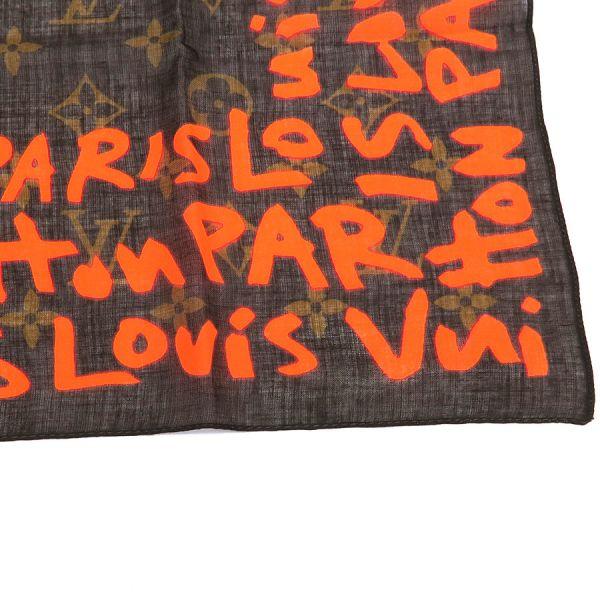 ルイヴィトン グラフィティ バンダナ LV オレンジ スカーフ LOUIS VUITTON（ルイ・ヴィトン） グラフィティバンダナ Aランク
