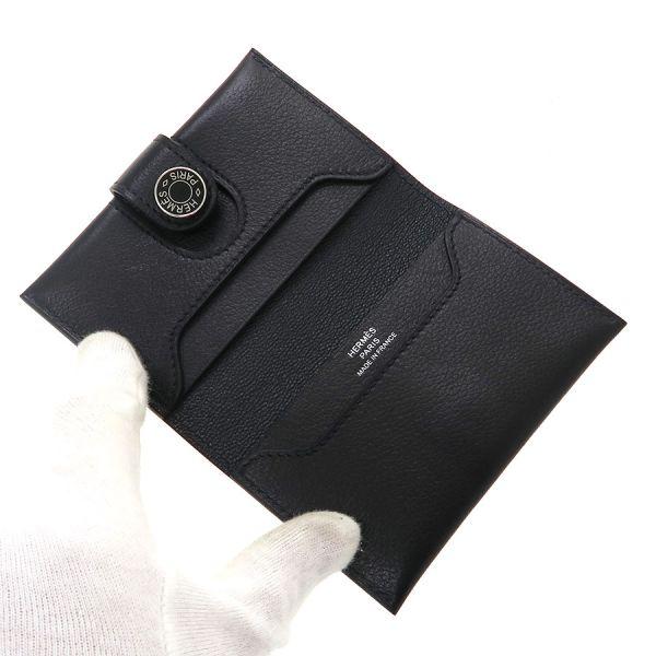 HERMES エルメス RMSカードケース 黒 エヴァーグレイン シルバー金具 B 