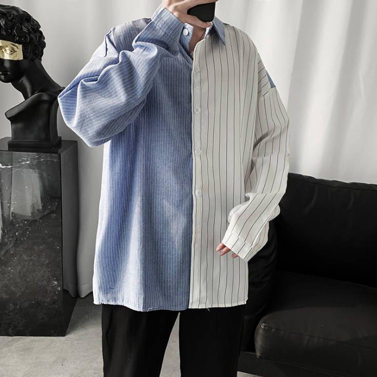ストライプシャツ 長袖シャツ バイカラー 切り替え シャツ メンズ 長袖 ストライプ ボタンダウン メンズシャツ おしゃれ 代引不可 Paccf サンピヤフーショップ 通販 Yahoo ショッピング