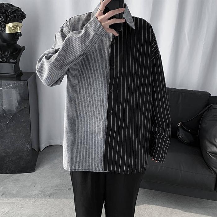 ストライプシャツ 長袖シャツ バイカラー 切り替え シャツ メンズ 長袖 ストライプ ボタンダウン メンズシャツ おしゃれ 代引不可 Paccf サンピヤフーショップ 通販 Yahoo ショッピング