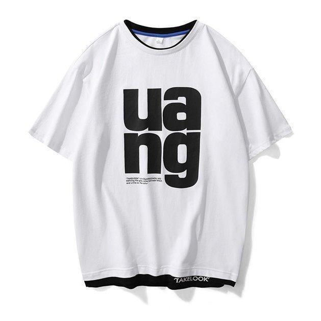 Tシャツ 半袖 メンズ 半袖tシャツ トップス 夏 カットソー 重ね着風 重ね着風tシャツ バイカラー メンズファッション ブラック ブルー 代引不可 見事な創造力