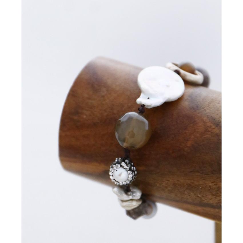 自然素材を愛でる大人ブレスレット カジュアル ナチュラル 天然石 手づくり ブラウン 茶色 ブレスレット 小物 雑貨 アクセサリー B Sanpo 通販 Yahoo ショッピング