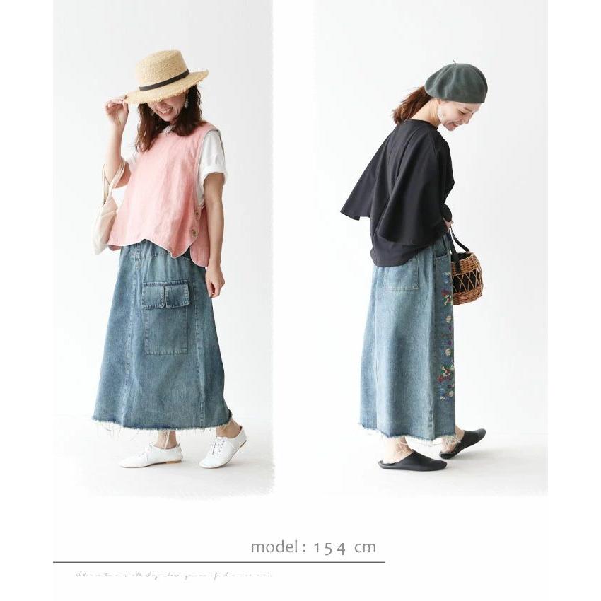 sanpo kuschel カラフルポップな花刺繍デニムスカート スカート sanpo kuschel カラフルポップな花刺繍デニムスカート スカート