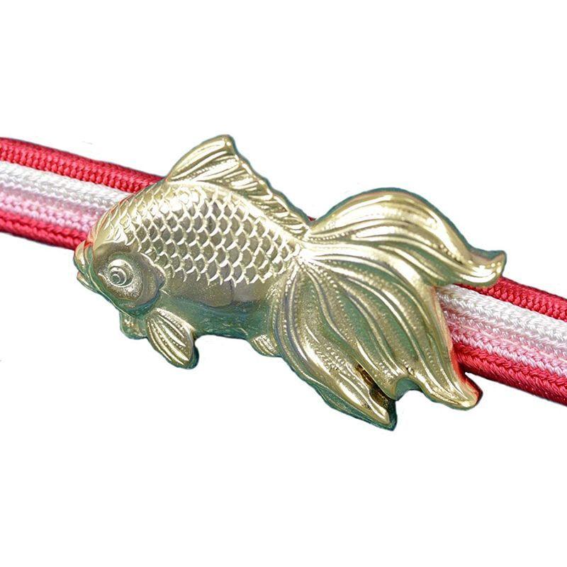 帯留 黄銅製 きんぎょ キンギョ ゴールド 上質鍍金 梅都工房作品 金魚 人気スポー新作 上質鍍金