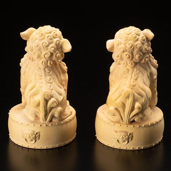 KW-1362 黄楊彫り 狛犬 〈一対〉 : 三宝堂Yahoo!店 - 通販 - Yahoo