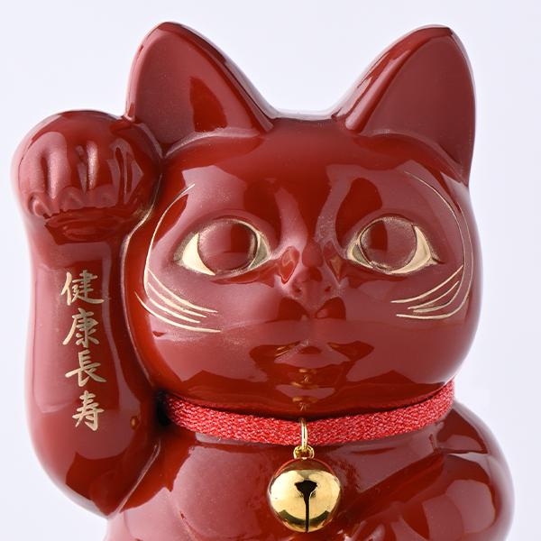 KW-1381 開運厄除け招き猫 赤漆の画像