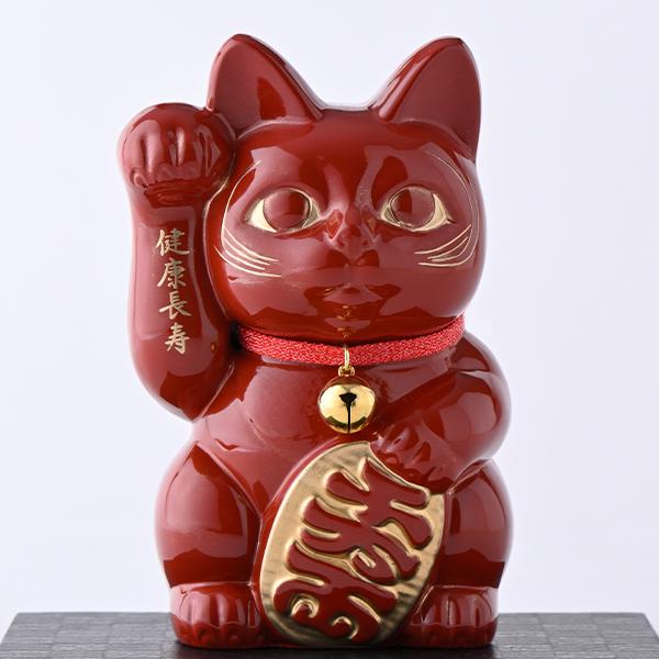 KW-1381 開運厄除け招き猫 赤漆の画像