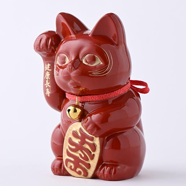 KW-1381 開運厄除け招き猫 赤漆の画像