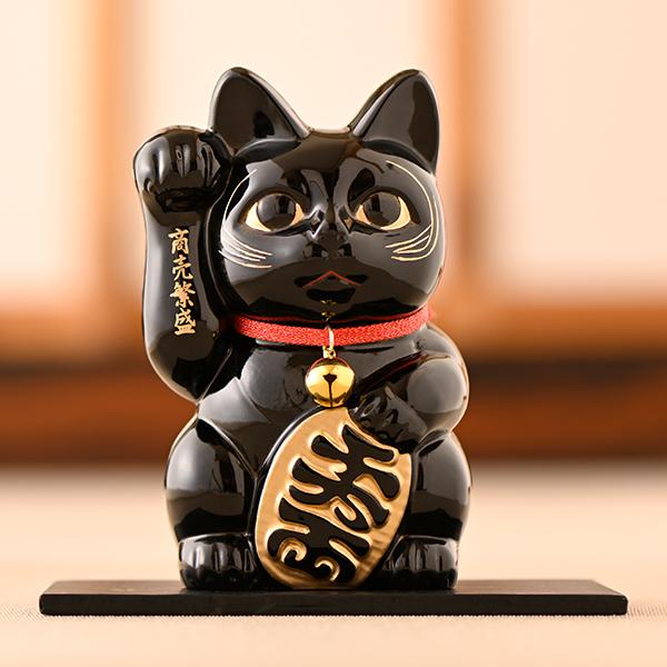 KW-1380  開運厄除け招き猫 黒漆の画像