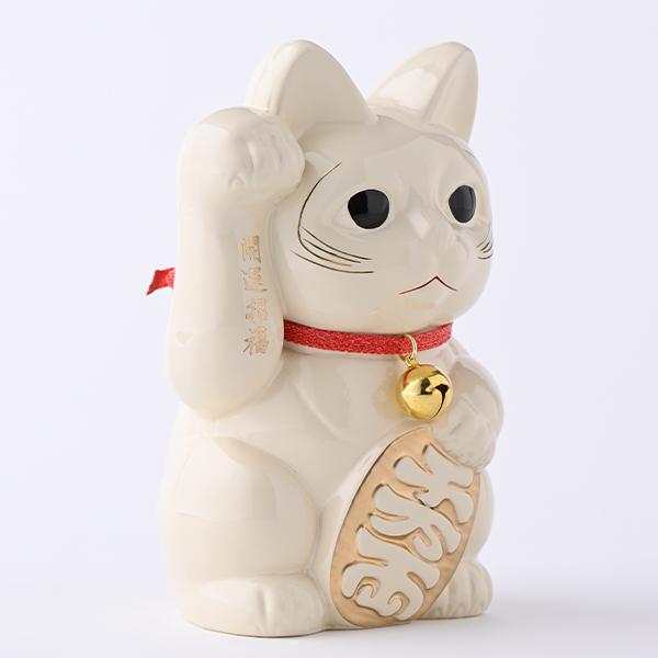 KW-1379 開運厄除け招き猫 白漆の画像