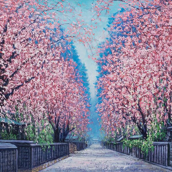 YO-1042 肉筆油彩画 角館の桜路 6号の画像