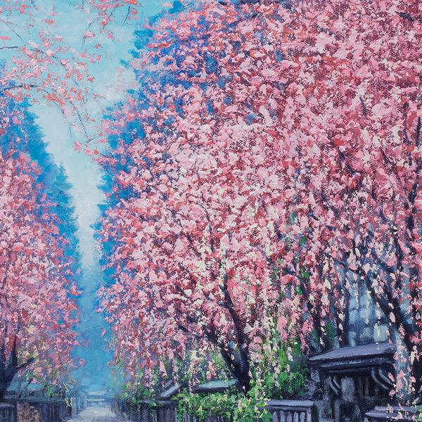 YO-1042 肉筆油彩画 角館の桜路 6号の画像