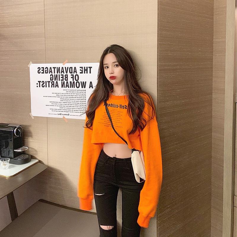 超美品のブラウス へそ出し 白 韓国 シャツ 長袖 リボン ミニ丈 シャツ レディース Tシャツ ブラウス ショート丈 へそ出し ブラック 長袖