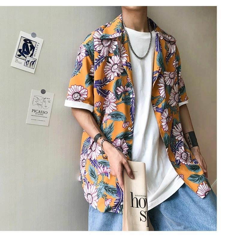 韓国 ファッション メンズ 花柄 アロハ 半袖 シャツ ショートスリーブ 柄シャツ カジュアルシャツ ビッグシルエット モードストリート ストリート系 ゆったり Bxcsn54 吉祥三宝 通販 Yahoo ショッピング